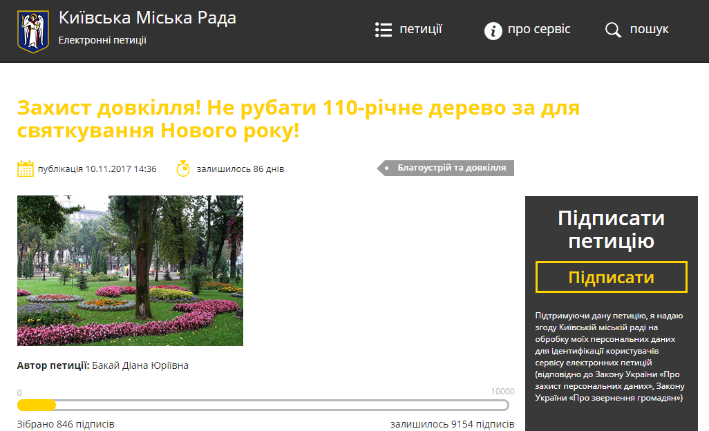 Киевляне не хотят, чтобы рубили "живое" дерево на главную елку страны